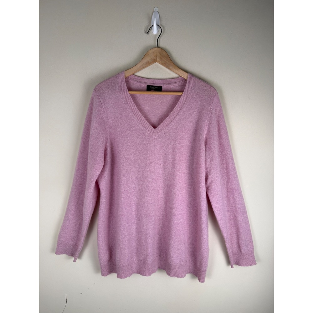 Charter Club Luxury Cashemere Pink V-Neck Long Sleeve Sweater Women's Size 2X